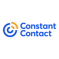 Constant Contact logo with blue and orange circular design and company name in blue text