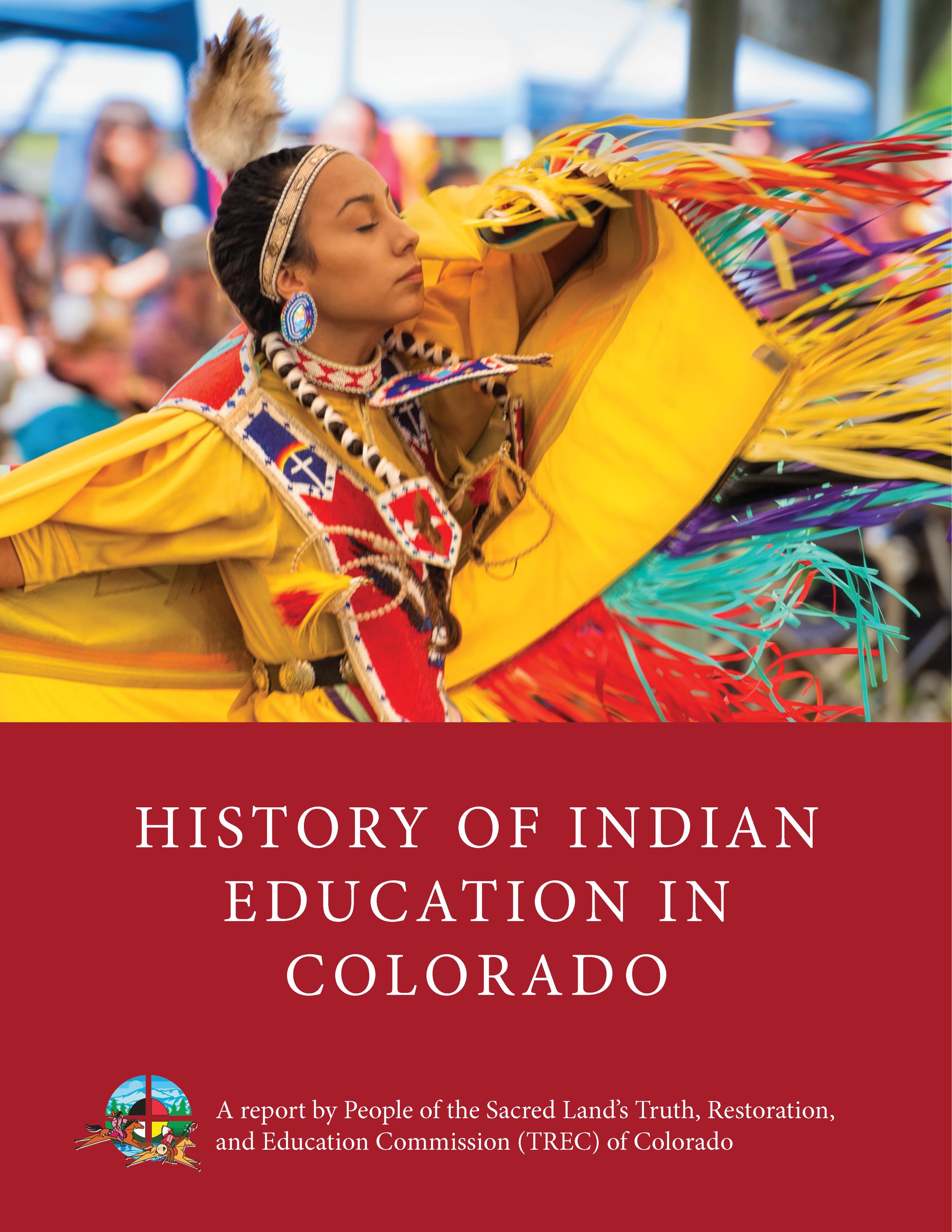 Report cover with Native American woman dancing in traditional regalia.