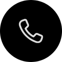 Icon of a telephone handset on a black circular background