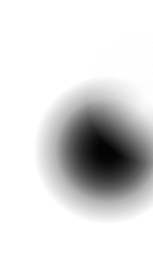 Black background with a white gradient circle and concentric rings surrounding it