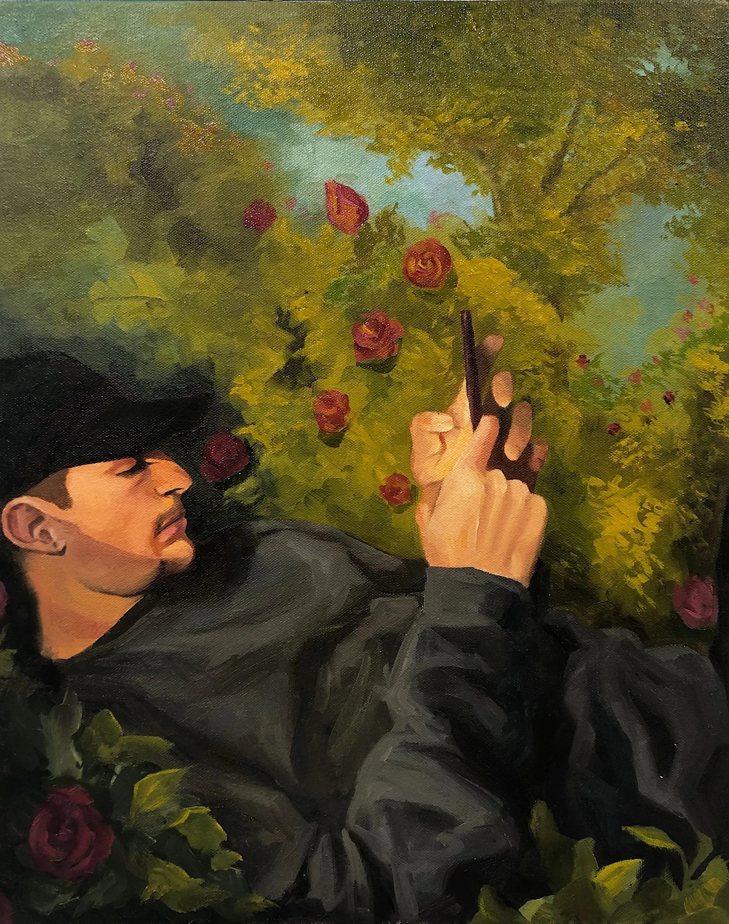 "I Didn’t Know How to Tell You I Care About You, So I Made You This", 2019, oil on canvas, 12”x16”