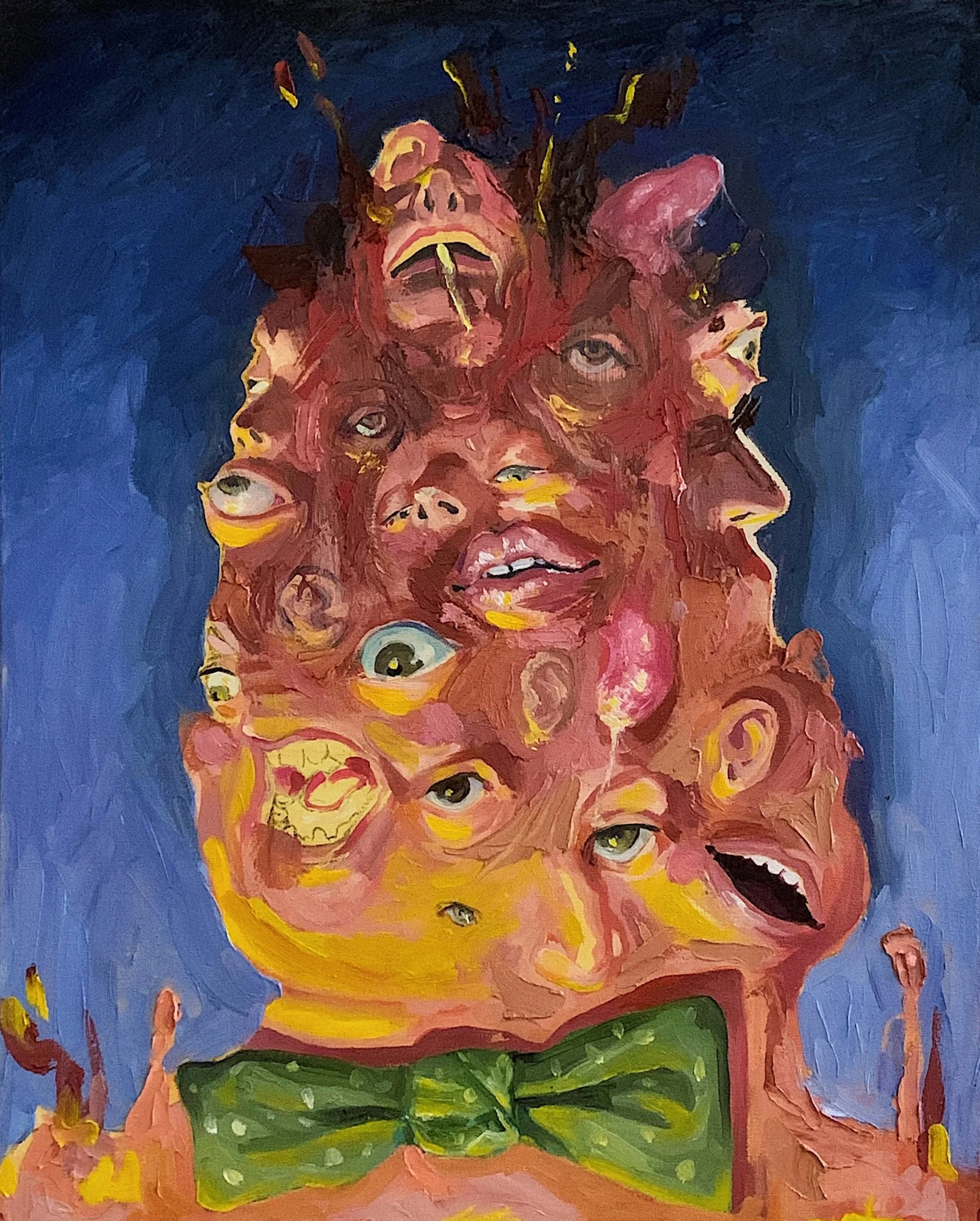 "Our Father"; 2019; oil, acrylic, cold wax medium, and charcoal on canvas; 24”x30”