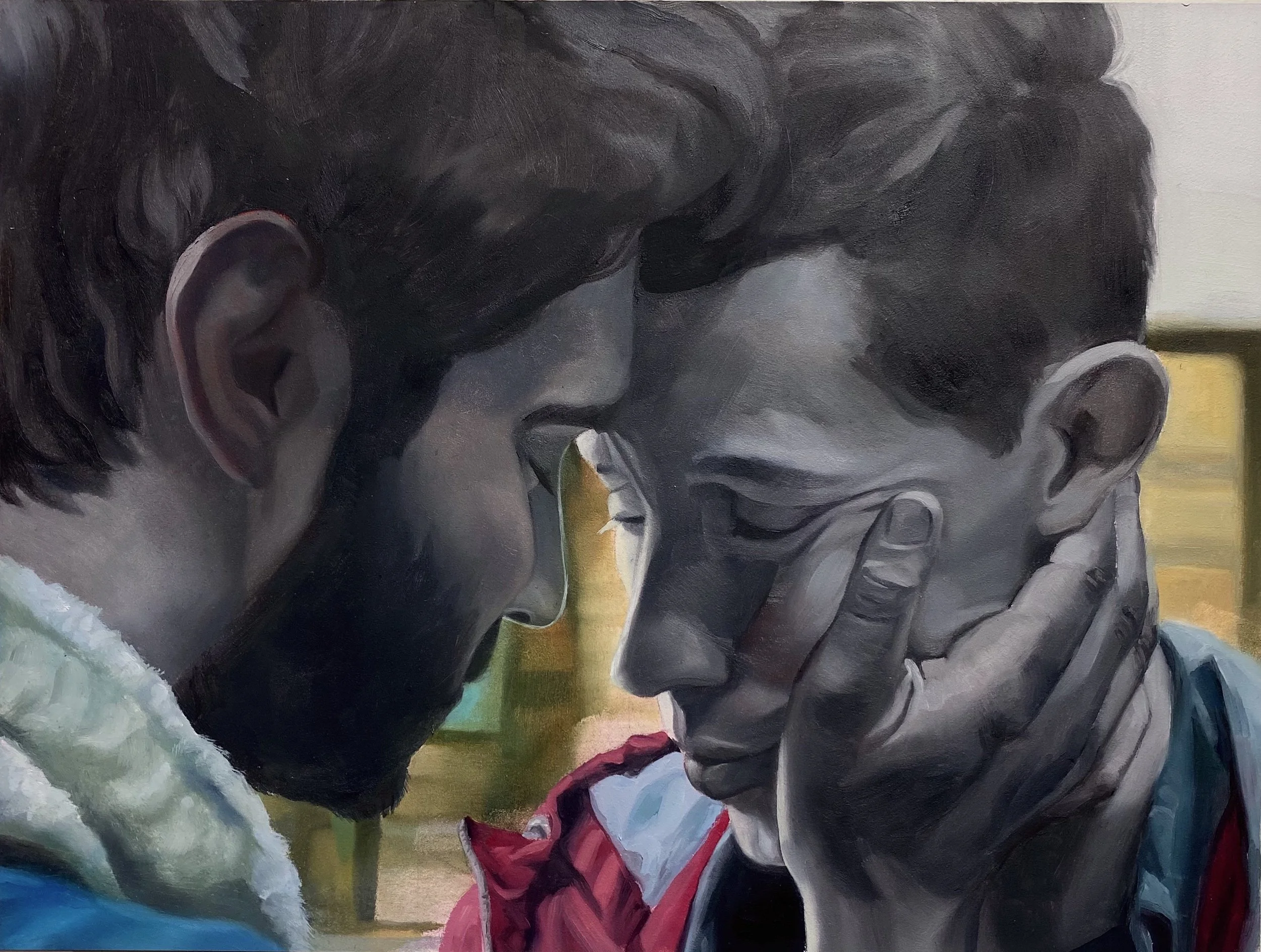 "Feeding A Flame", 2024, oil on panel, 9"x12"
