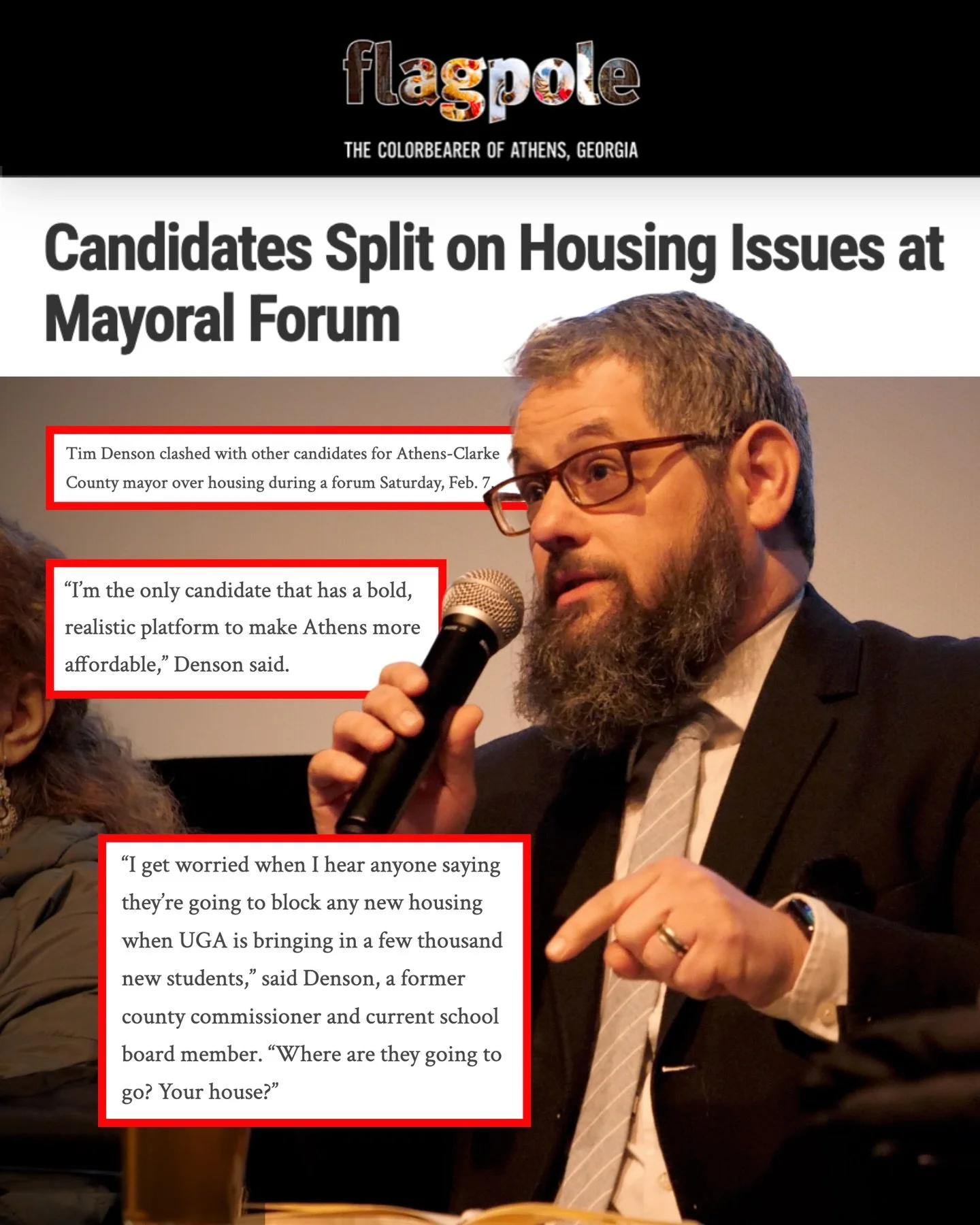 Local media coverage of Tim&rsquo;s performance at the February 7th @athchat.podcast debate!

Keep an eye out for the next mayoral debate happening in just a week
