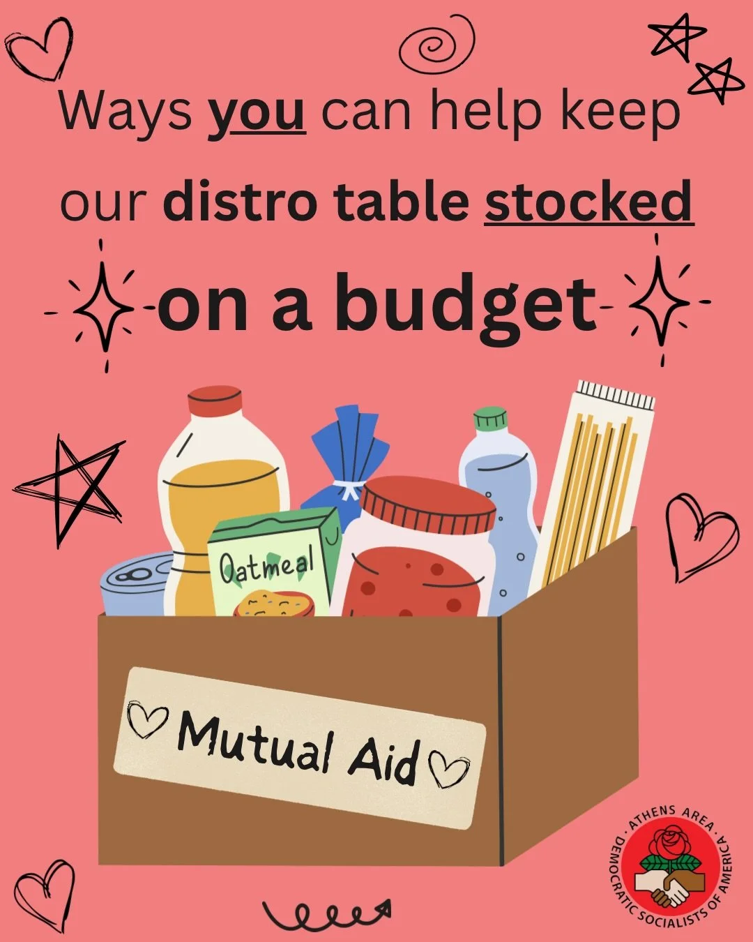 Did you know our mutual aid group meets every second Sunday of the month for a road clean up and mutual aid distribution? 

Here is a guide put together by one of our members on how to contribute to our distro table on a budget, but don&rsquo;t worry