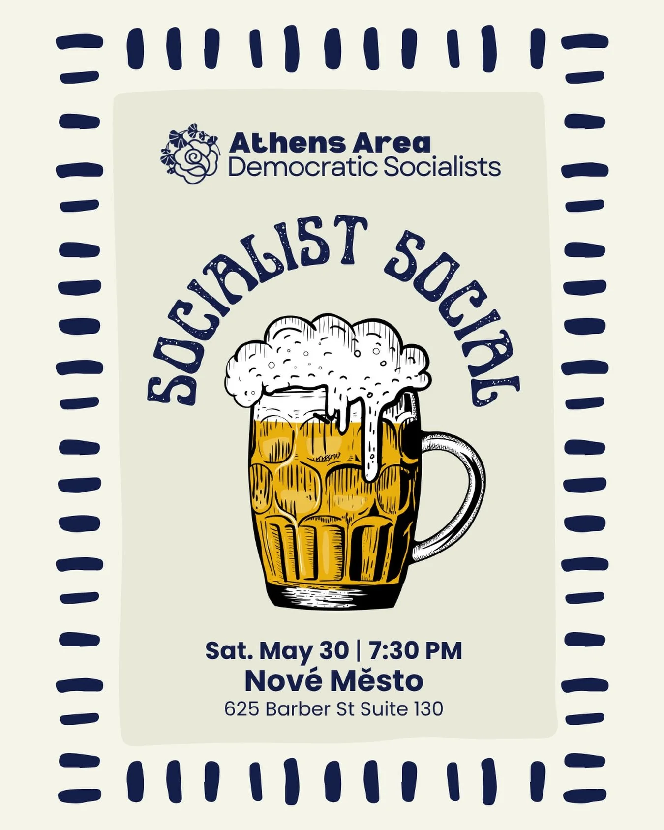 Join us for the mayoral debate at the Morton Theater, 5:30-7:00 PM, and then head over to @novemestolagerhaus for our chapter social this Saturday, May 30th at 7:30 PM! 🍻

Open to everyone! Get some amazing food, yap with other members, and learn mo