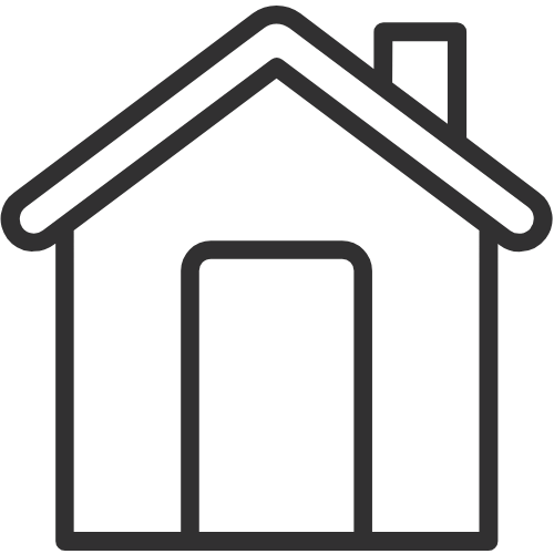 Outline of a house with a chimney.