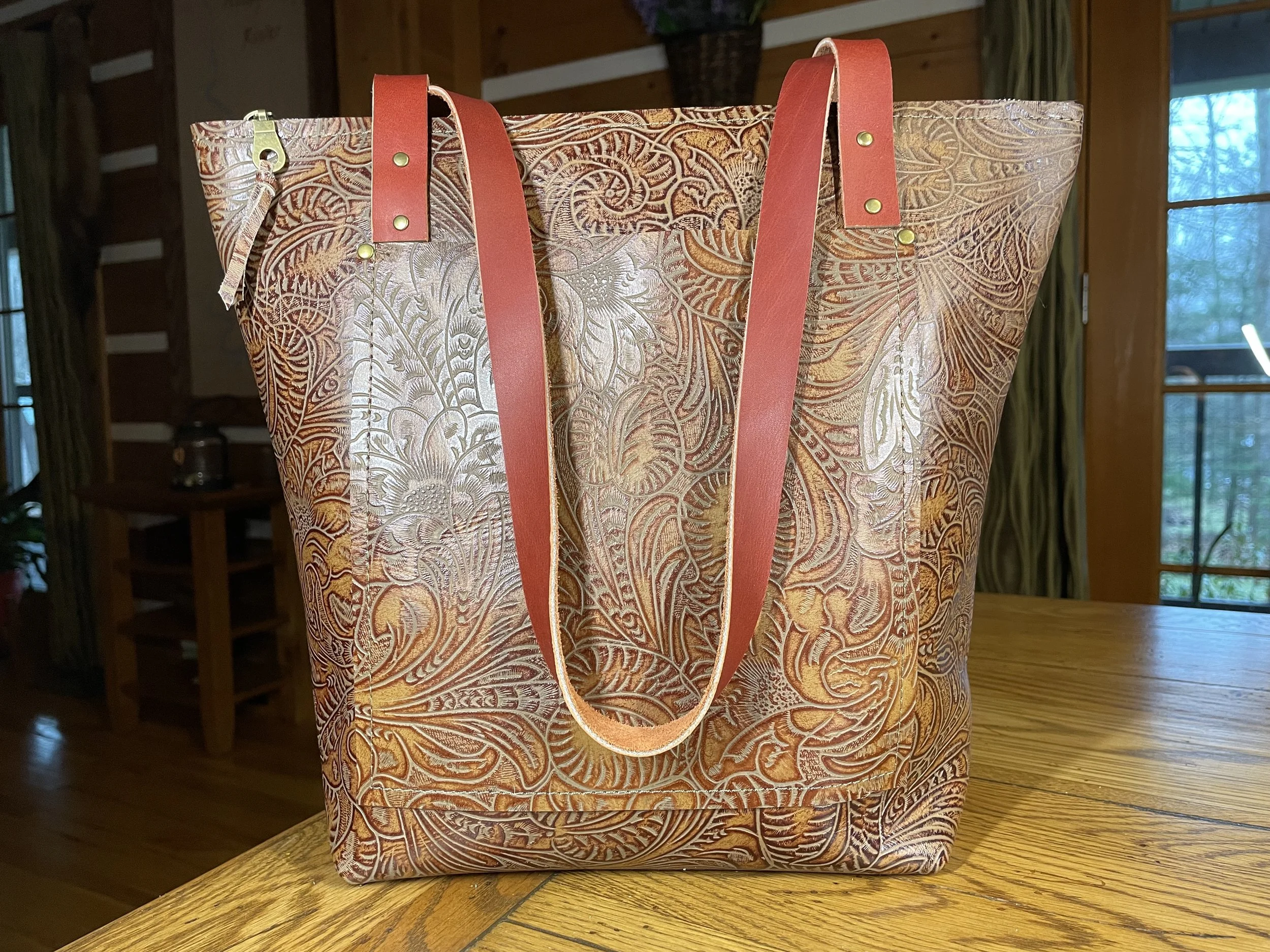 Small Zippered Tote - Red Oak