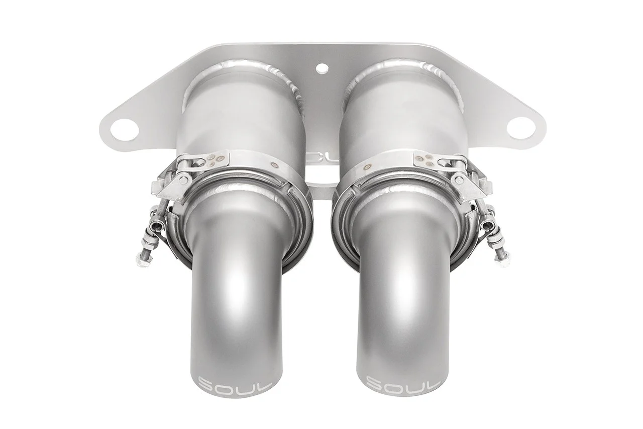 Porsche 991.1 / 991.2 GT3 / GT3 RS / 911R SOUL Bolt-On Resonated Turn Down Exhaust Tips