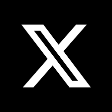 A black square background with a white stylized 'X' in the center.