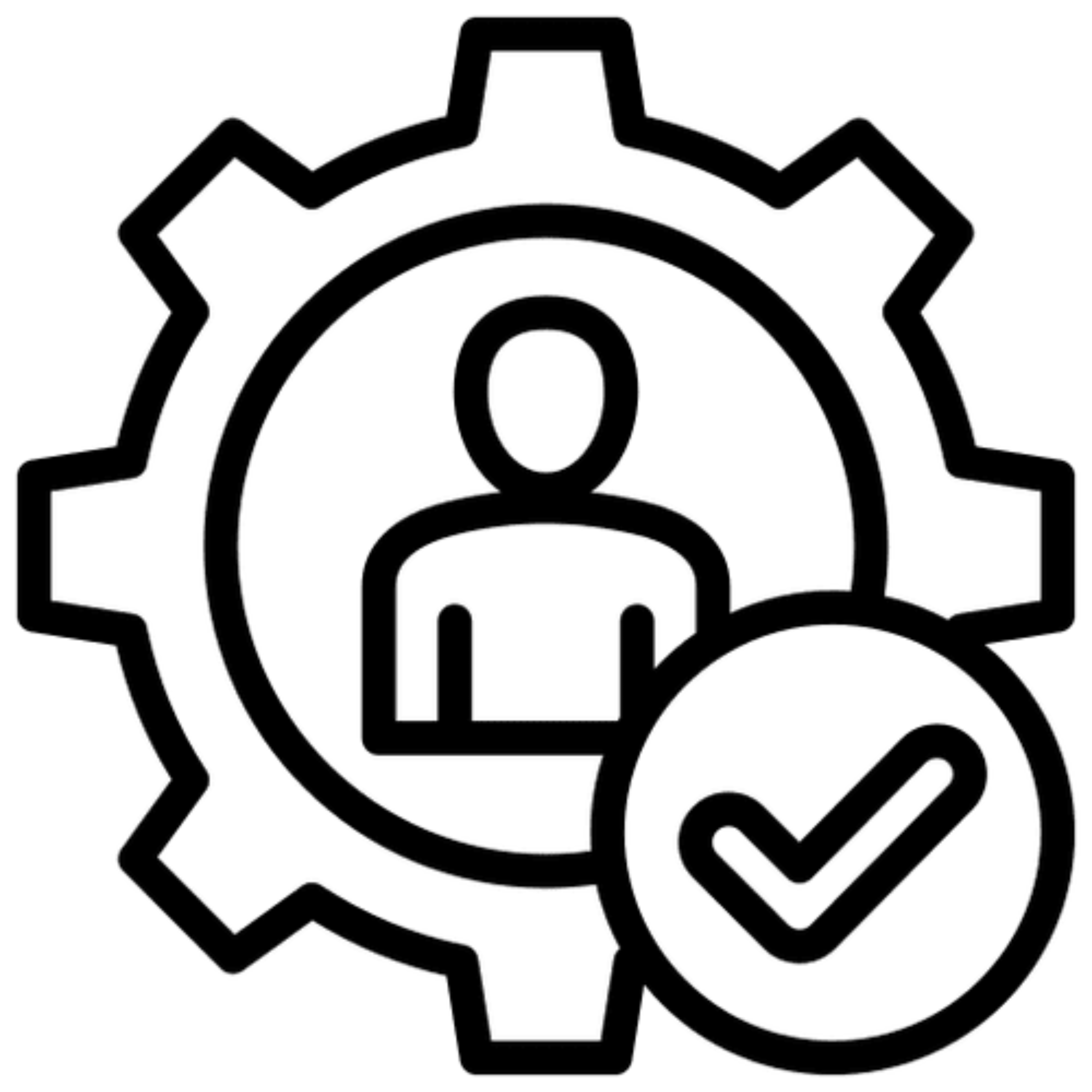 Icon of a person inside a gear with a checkmark