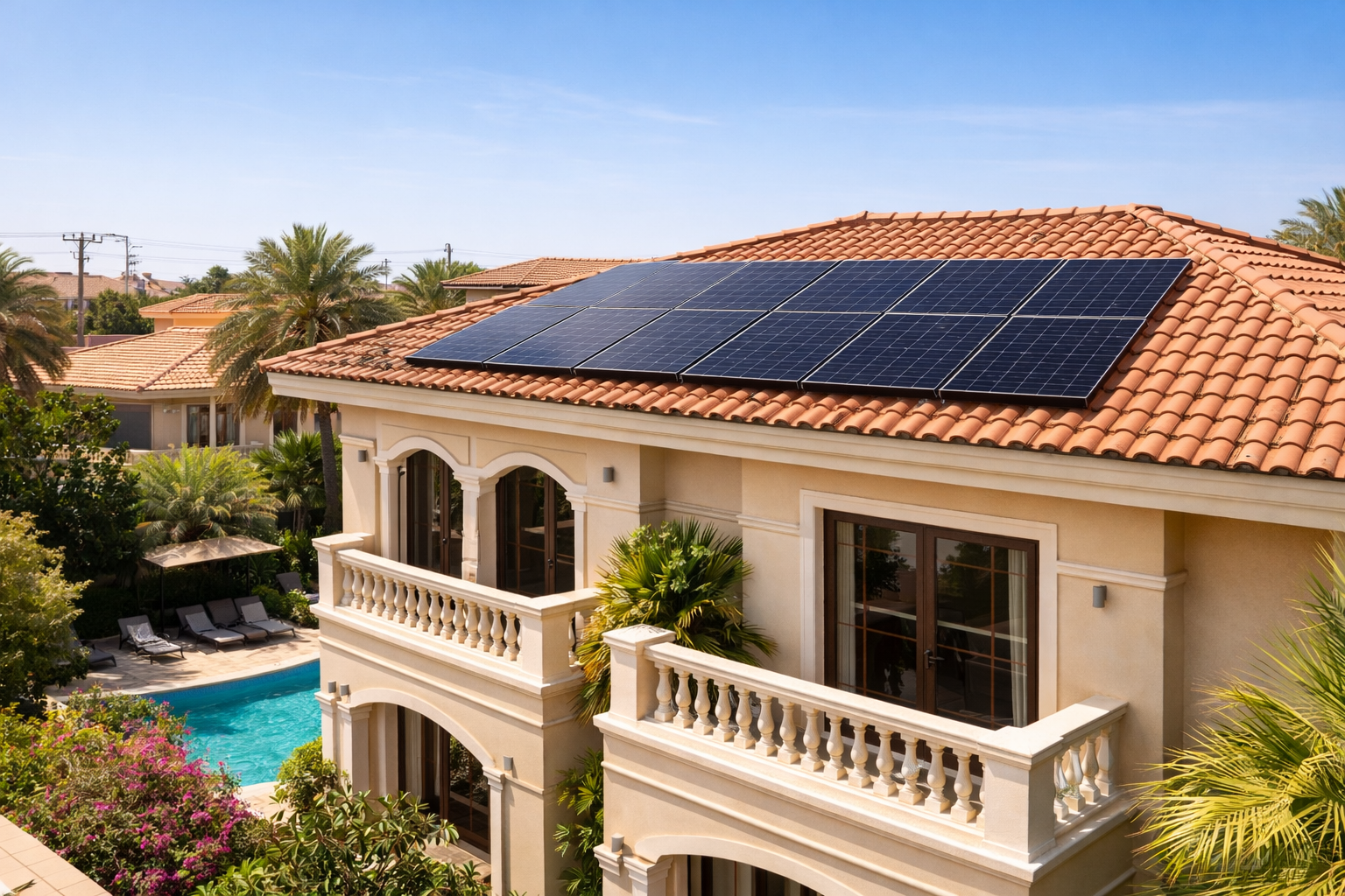 House in Dubai with solar panels