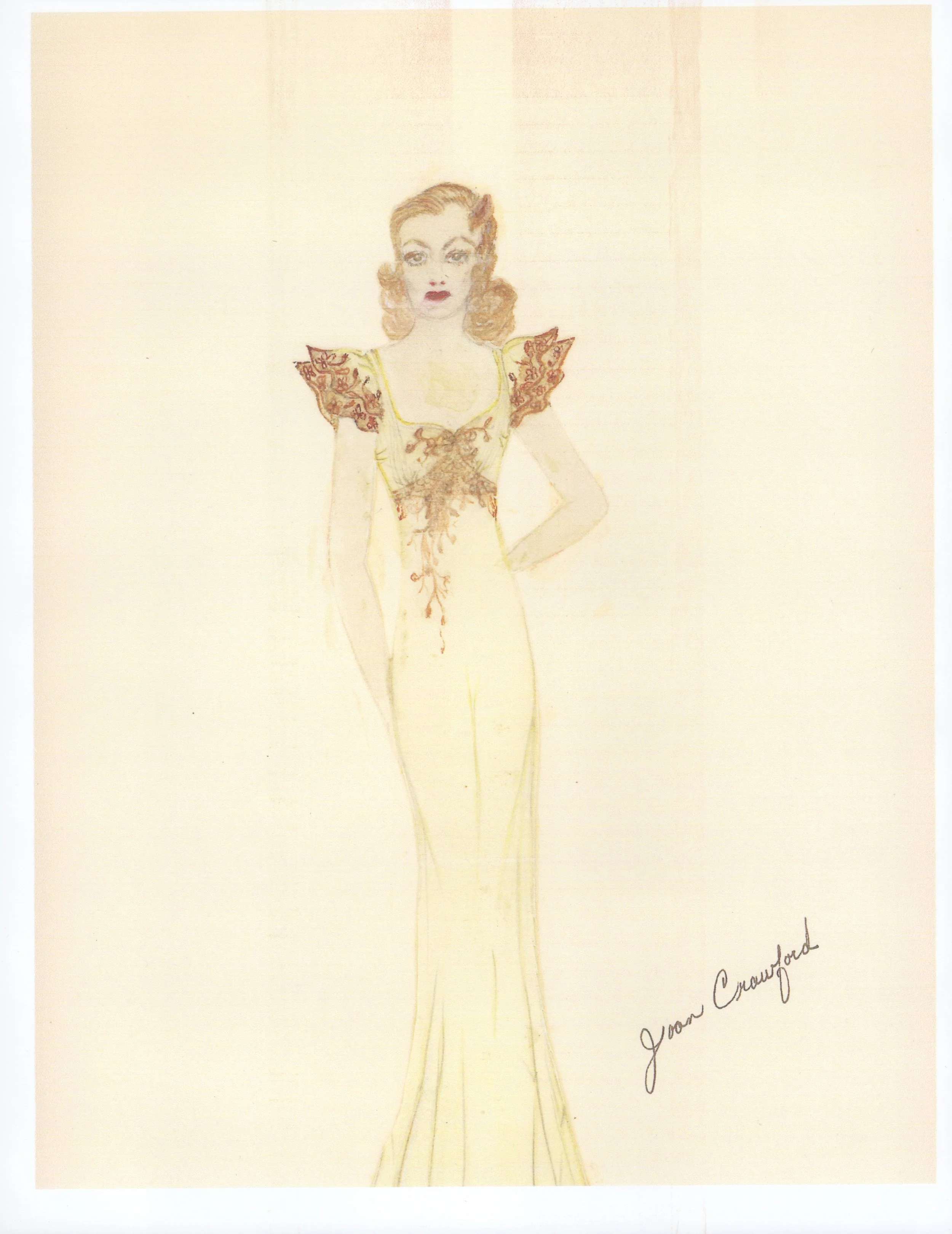 WATERCOLOR SKETCH OF JOAN CRAWFORD BY SUE DRAKE