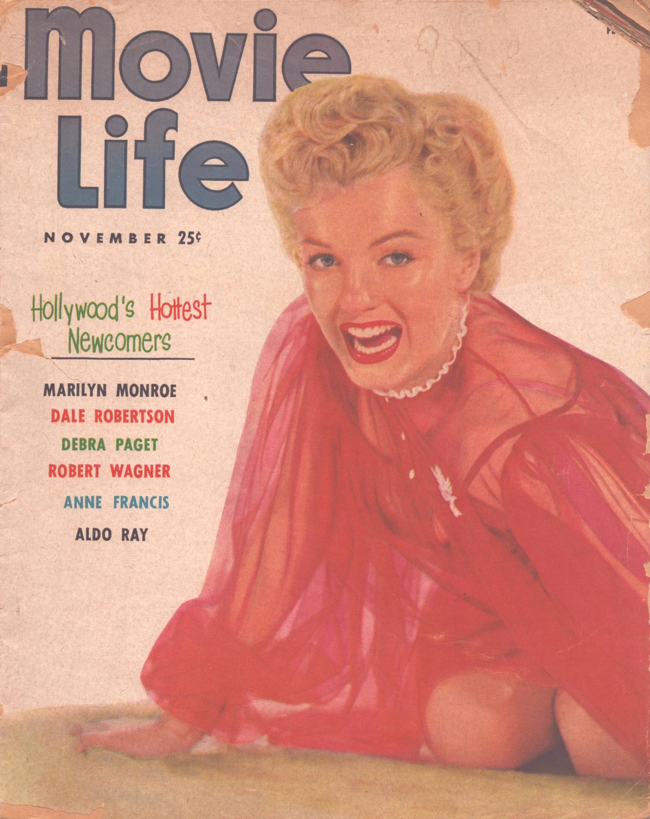 NOVEMEBER 1953 - MARILYN MONROE ON THE COVER OF MOVIE LIFE IN JUEL PARK