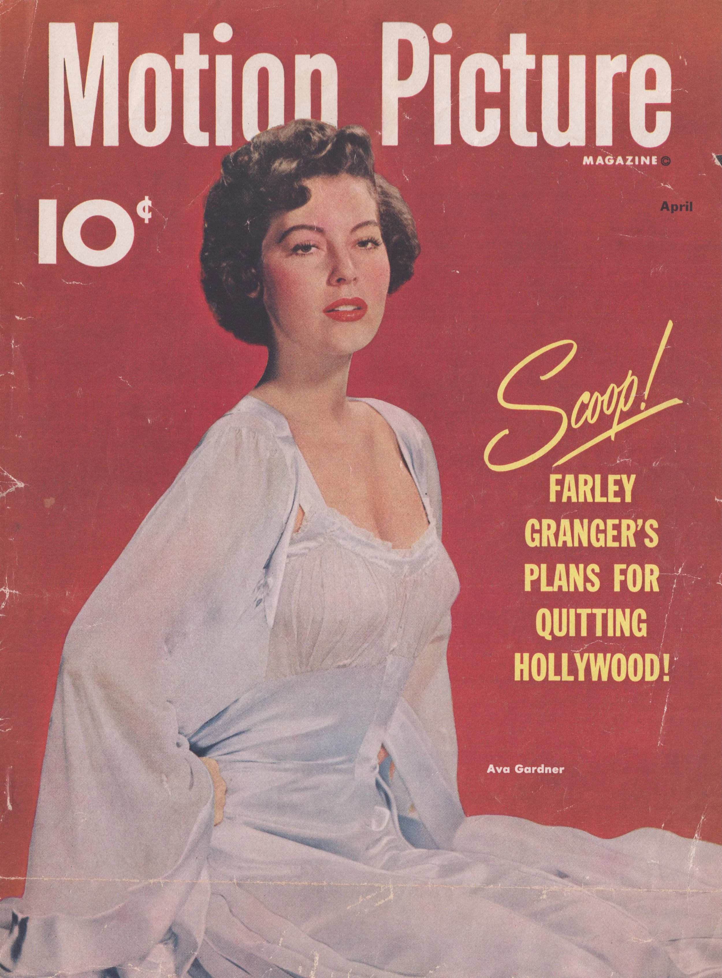 APRIL 1951 - AVA GARNDER ON THE COVER OF MOTION PICTURE IN JUEL PARK