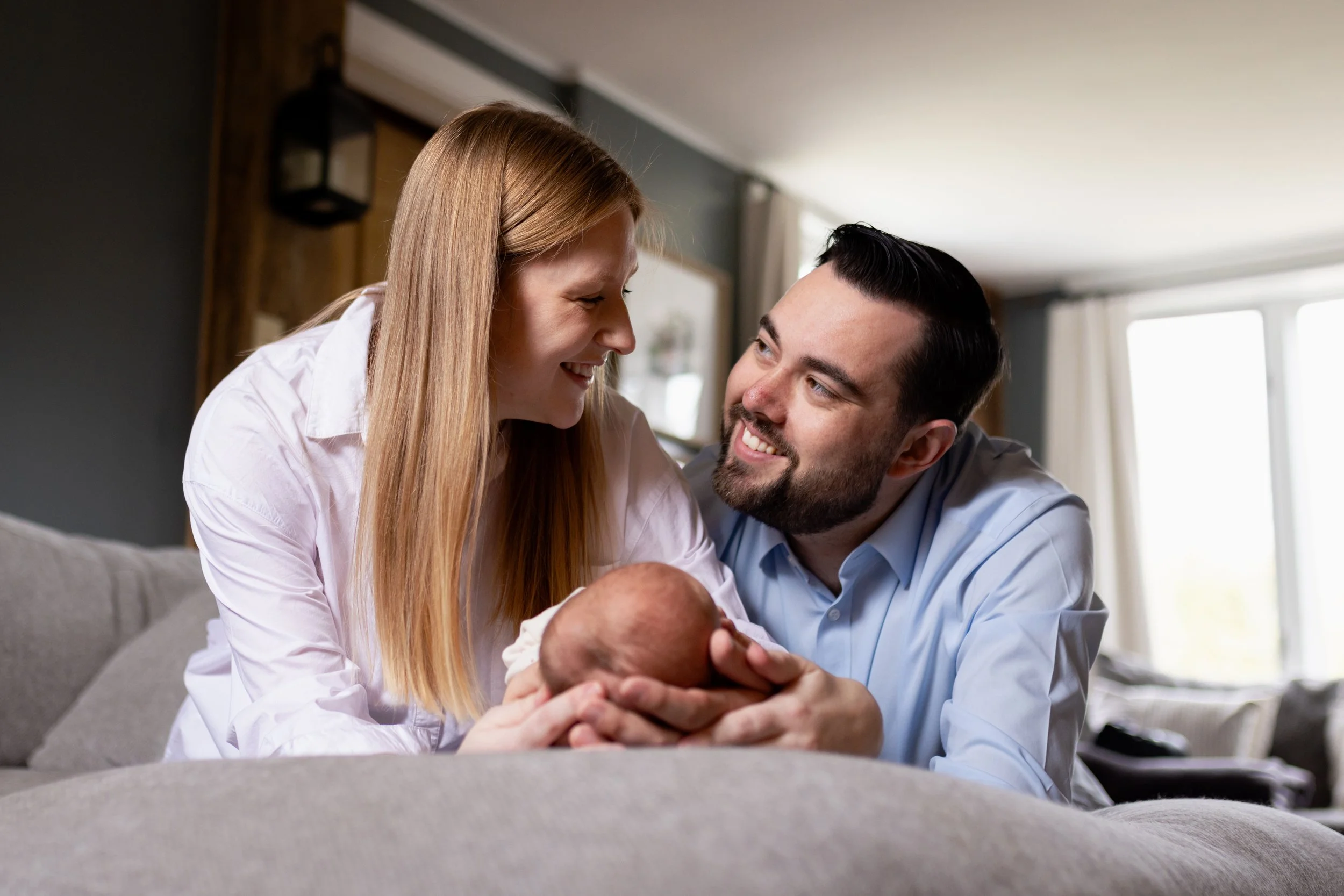Stephen and McKayla Turnbull in their home after their daughter was born