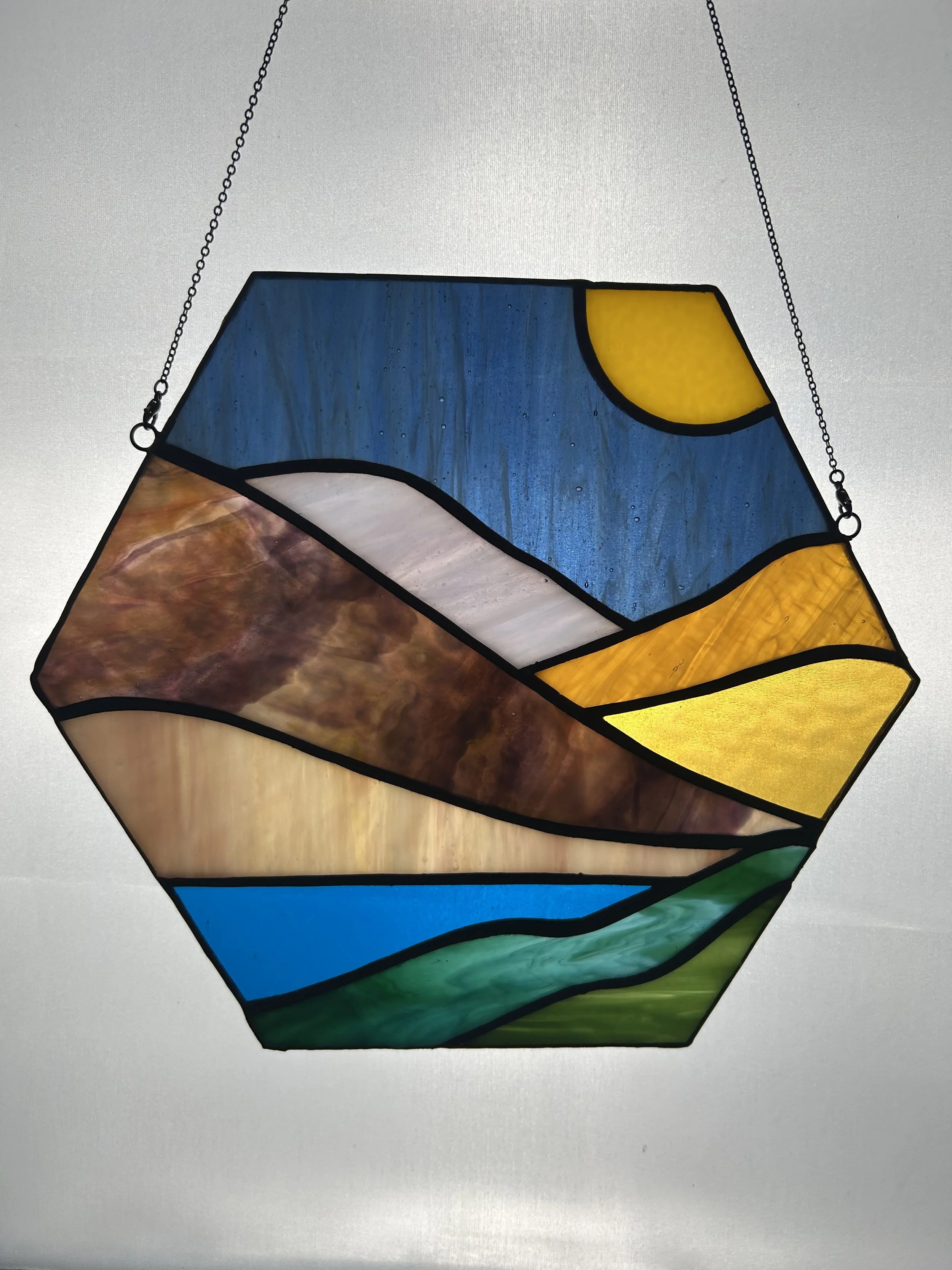 Landscape Hexagon Stained Glass