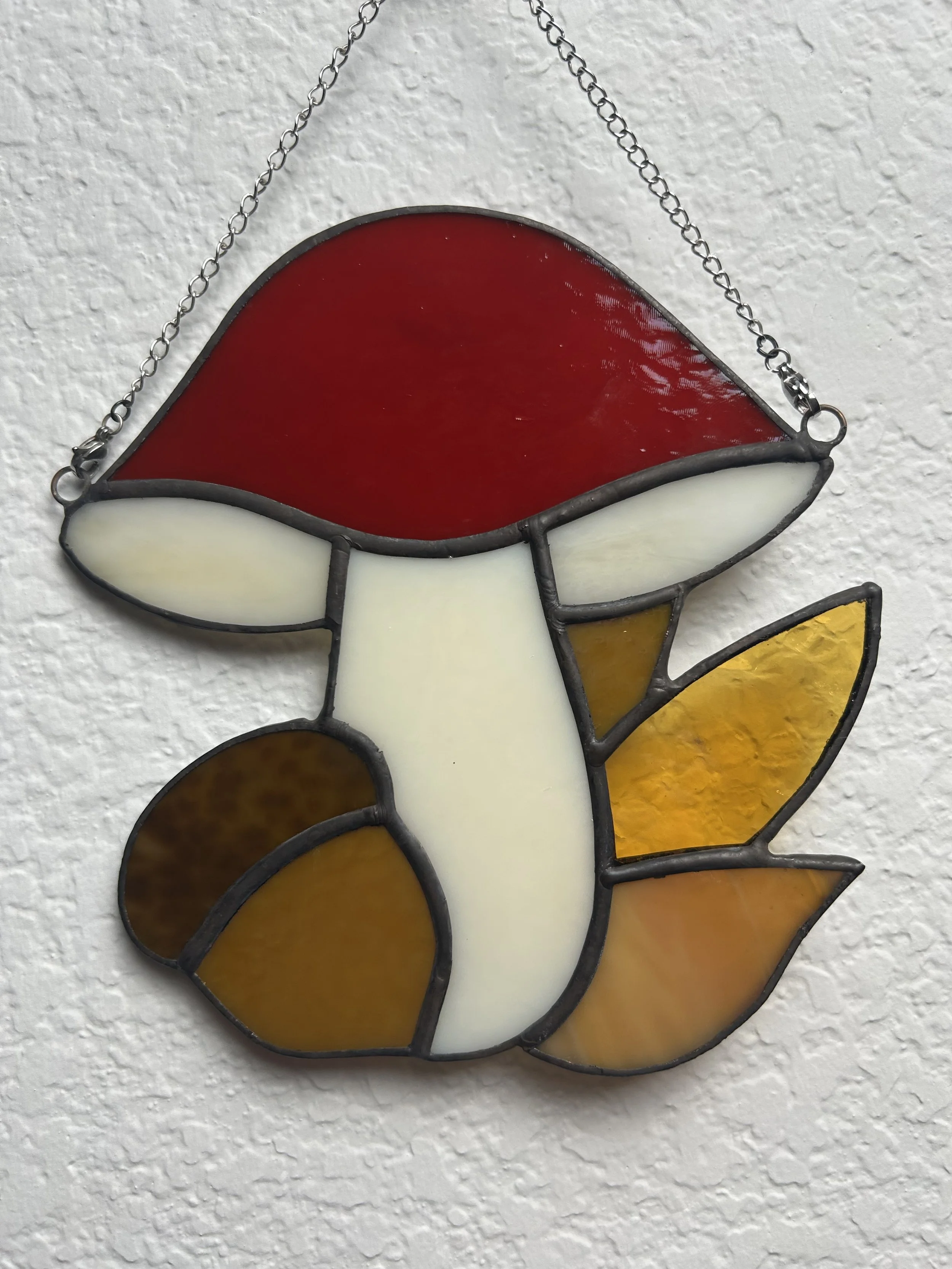Mushroom and Acorn Stained Glass