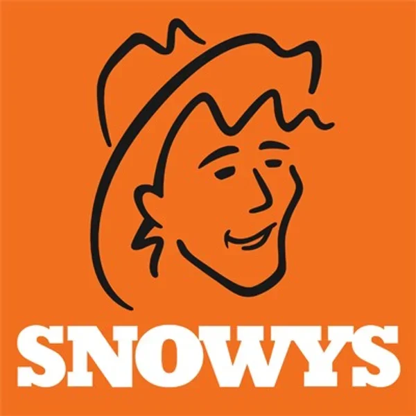 A cartoon illustration of a person's face with a smiling expression, drawn with black lines on an orange background, with the word "SNOWYS" in bold white letters at the bottom.