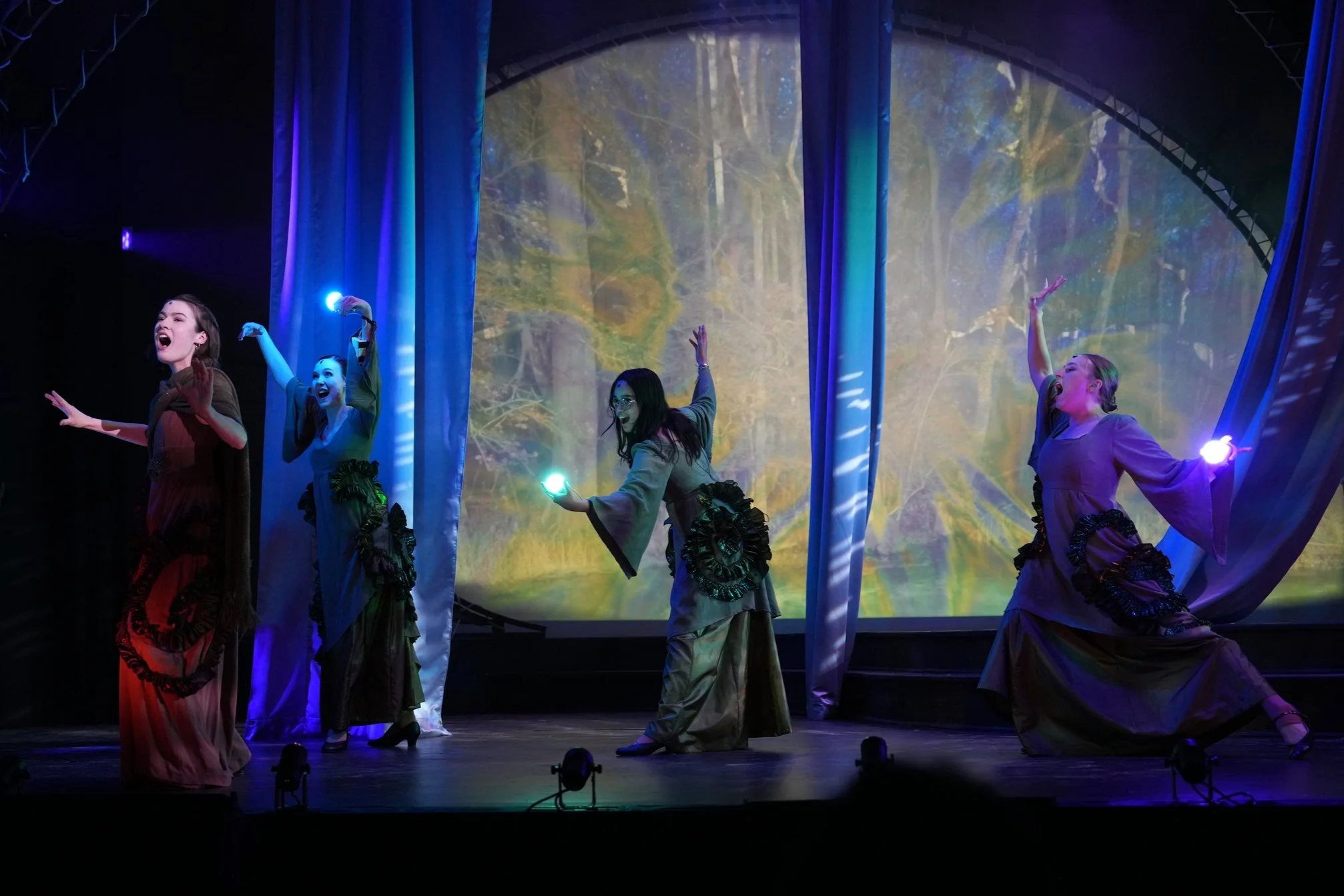 April Plascencia as Ensemble and Faith Polimanov as The Witch in Big Fish at Neberaska Repertory Theatre (2024)