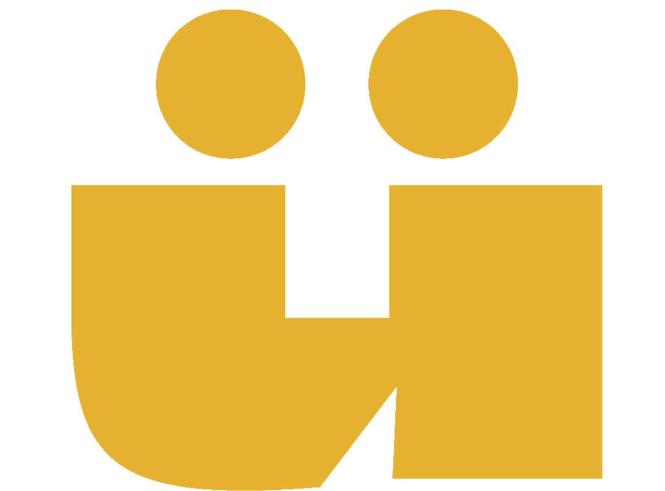 A stylized gold lion face logo with bold geometric shapes on a black background.