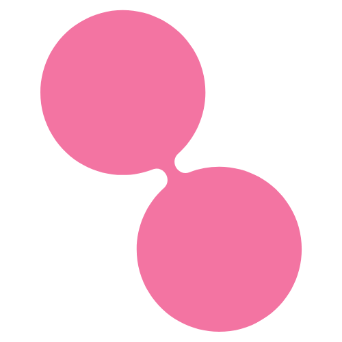 two semi-transparent pink circles connected by a line in-between representing connection