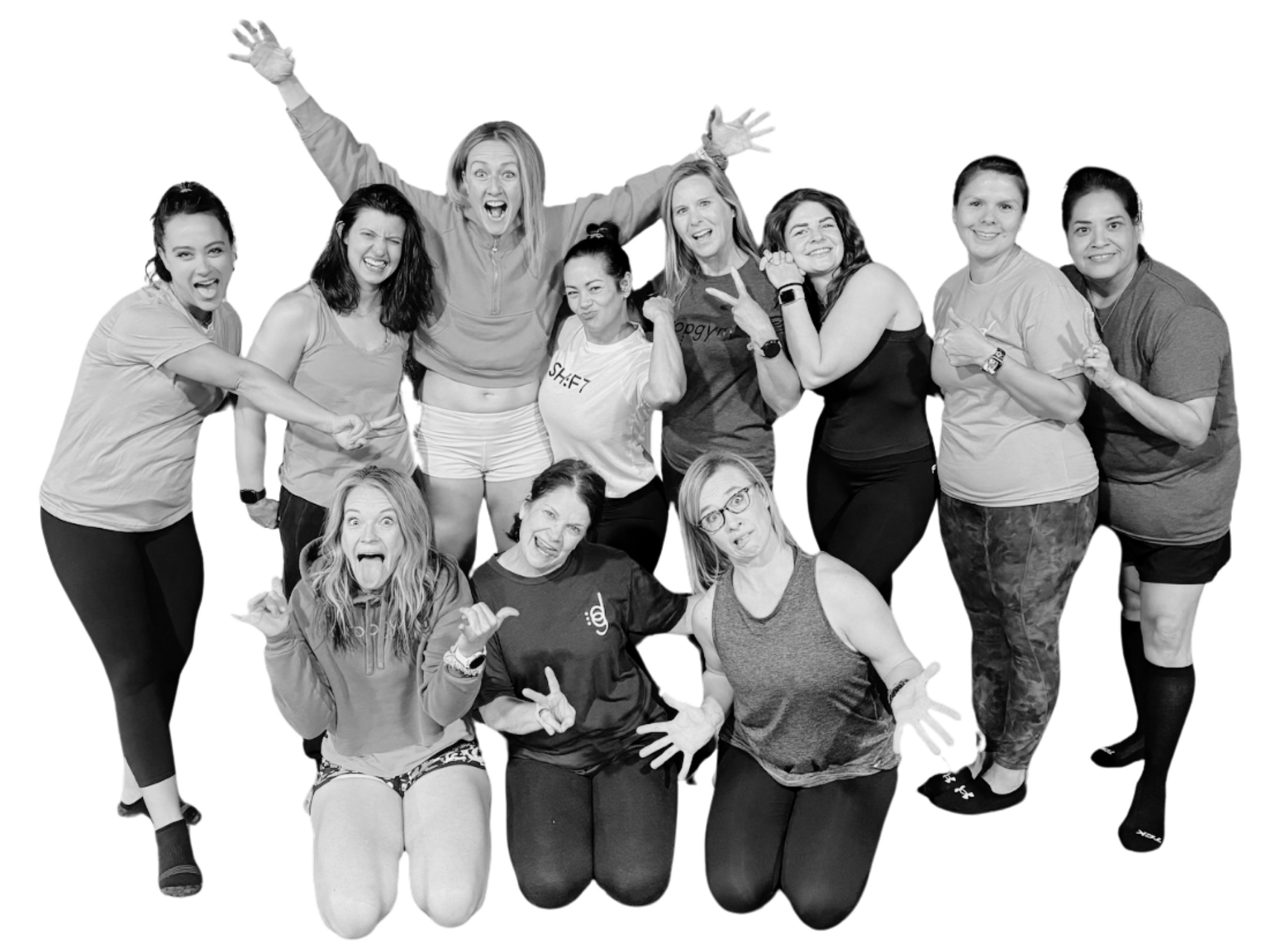 Group photo of enthusiastic women from Shift event, where they learn nervous system support.
