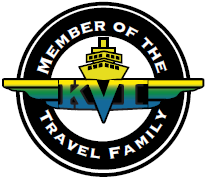 Circular logo for the Member of the Kentucky Travel Family with a yellow cruise ship in the center and blue, green, and black accents.