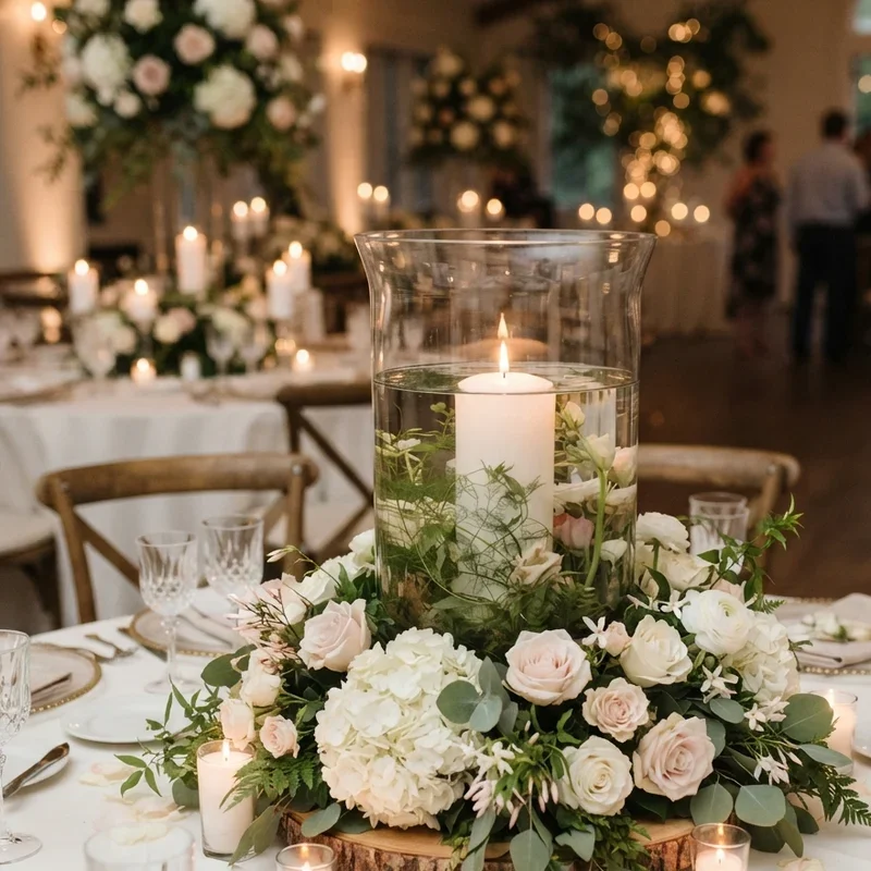 Hurricane Vase Wedding Centerpiece Ideas