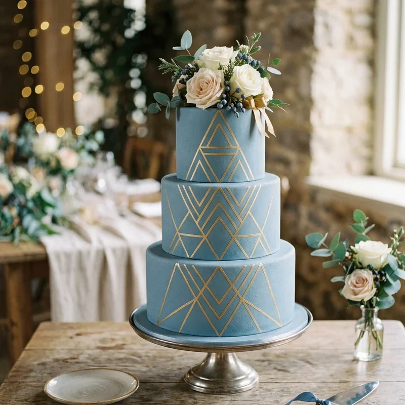 Dusty Blue Wedding Cake Ideas