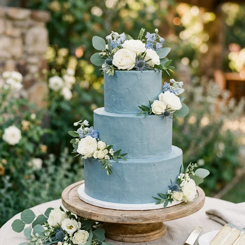 Dusty Blue Wedding Cake Ideas