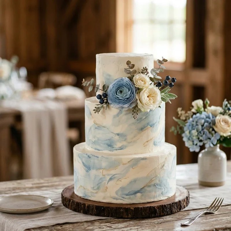 Dusty Blue Wedding Cake Ideas