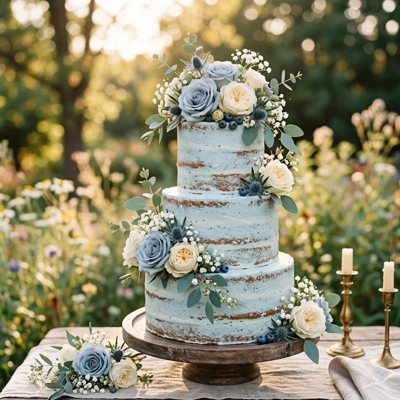 Dusty Blue Wedding Cake Ideas