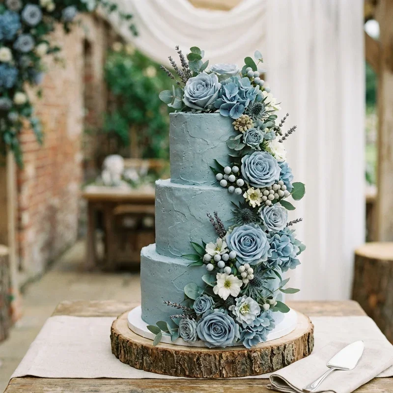 Dusty Blue Wedding Cake Ideas
