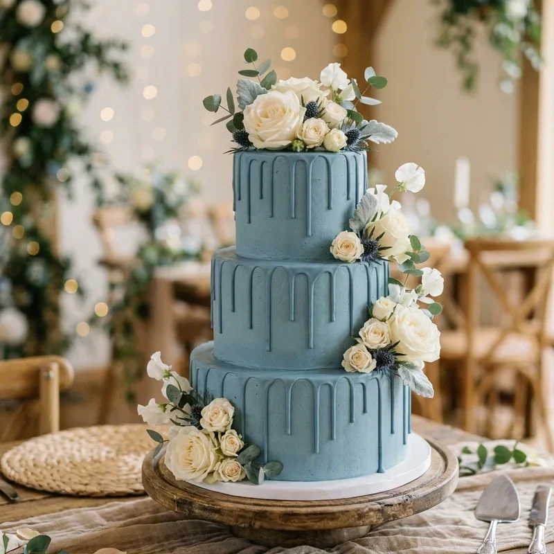 Dusty Blue Wedding Cake Ideas