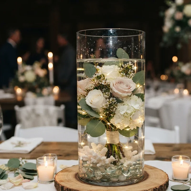 Hurricane Vase Wedding Centerpiece Ideas