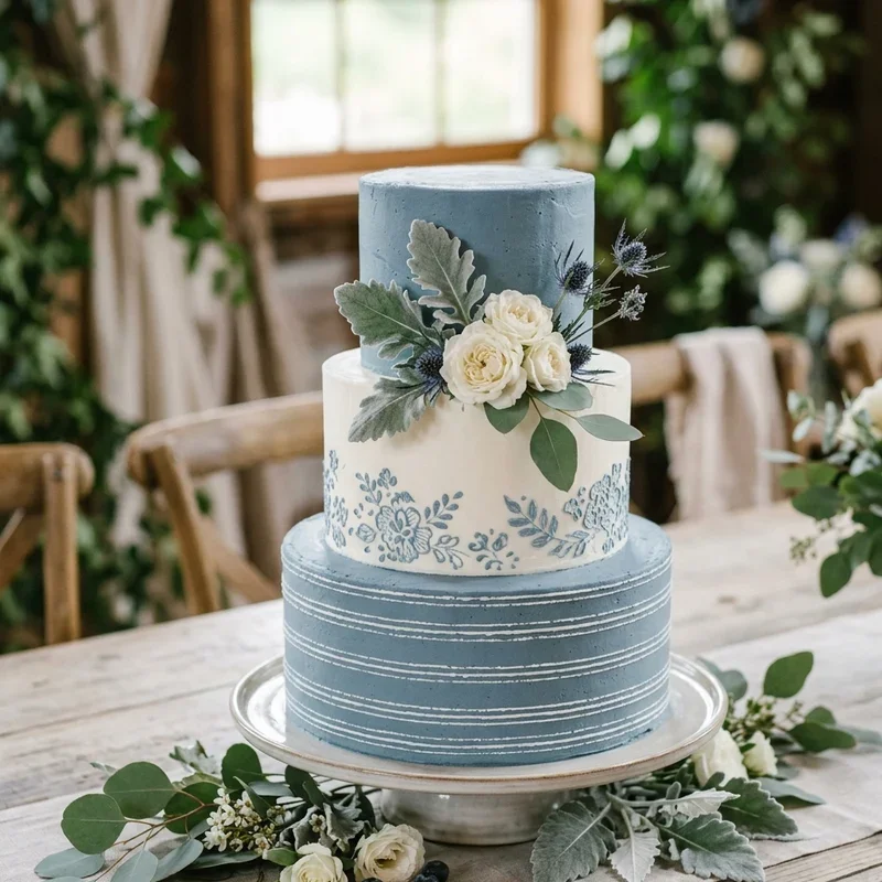 Dusty Blue Wedding Cake Ideas
