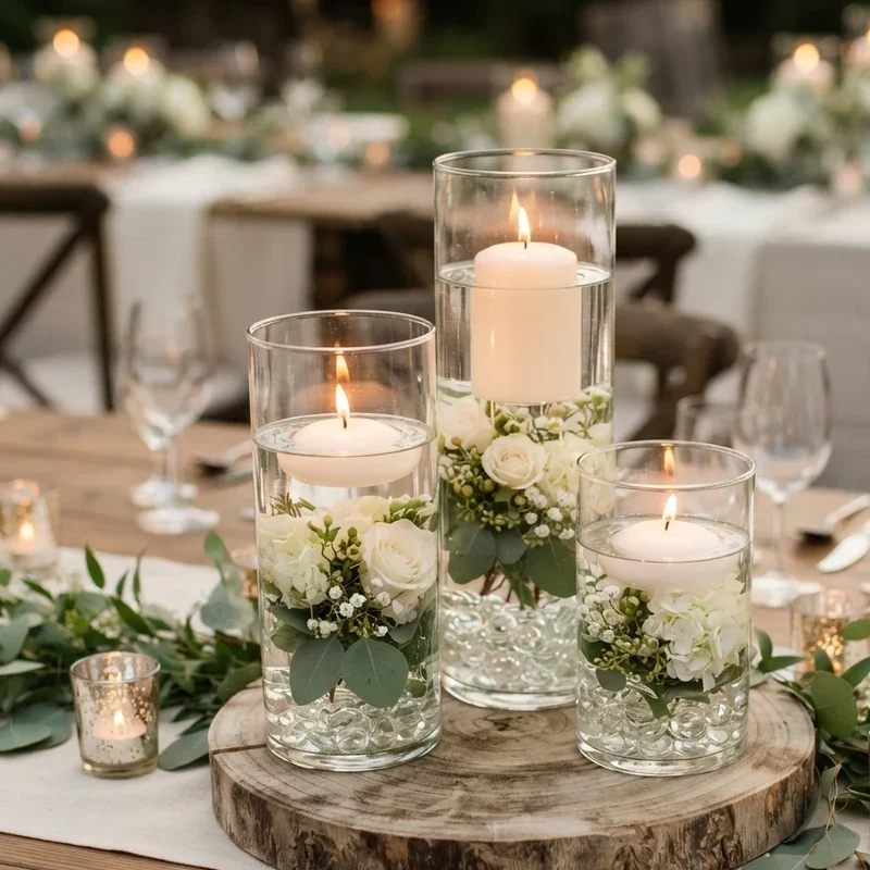 Hurricane Vase Wedding Centerpiece Ideas