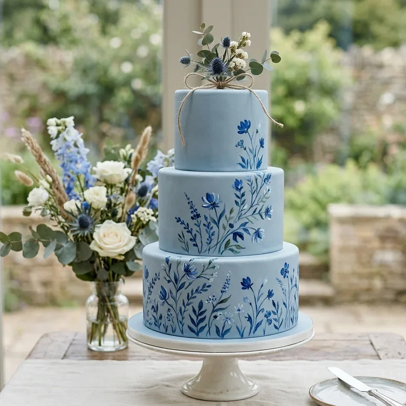 Dusty Blue Wedding Cake Ideas