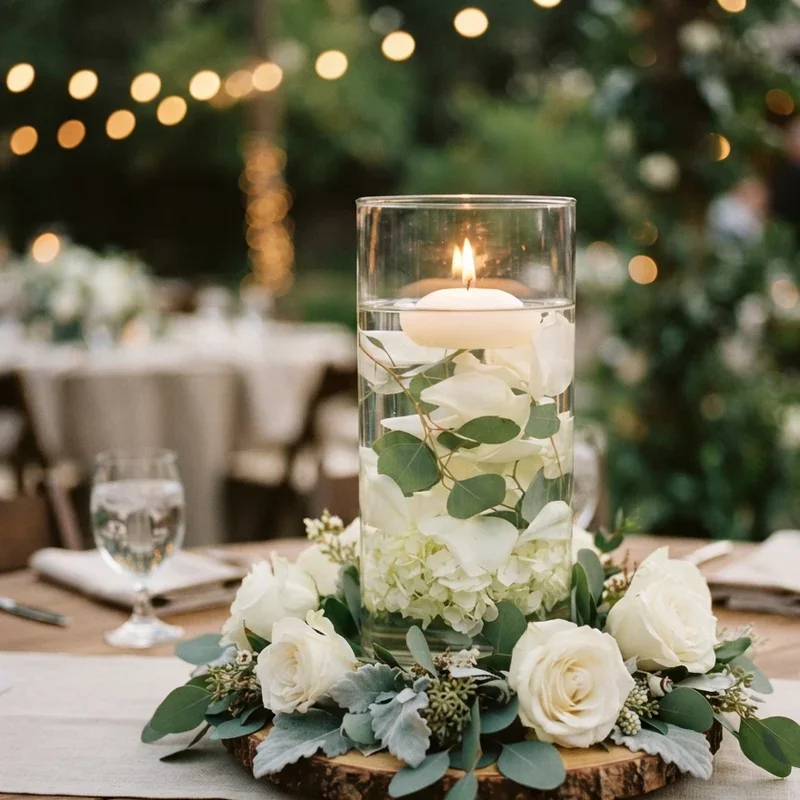 Hurricane Vase Wedding Centerpiece Ideas