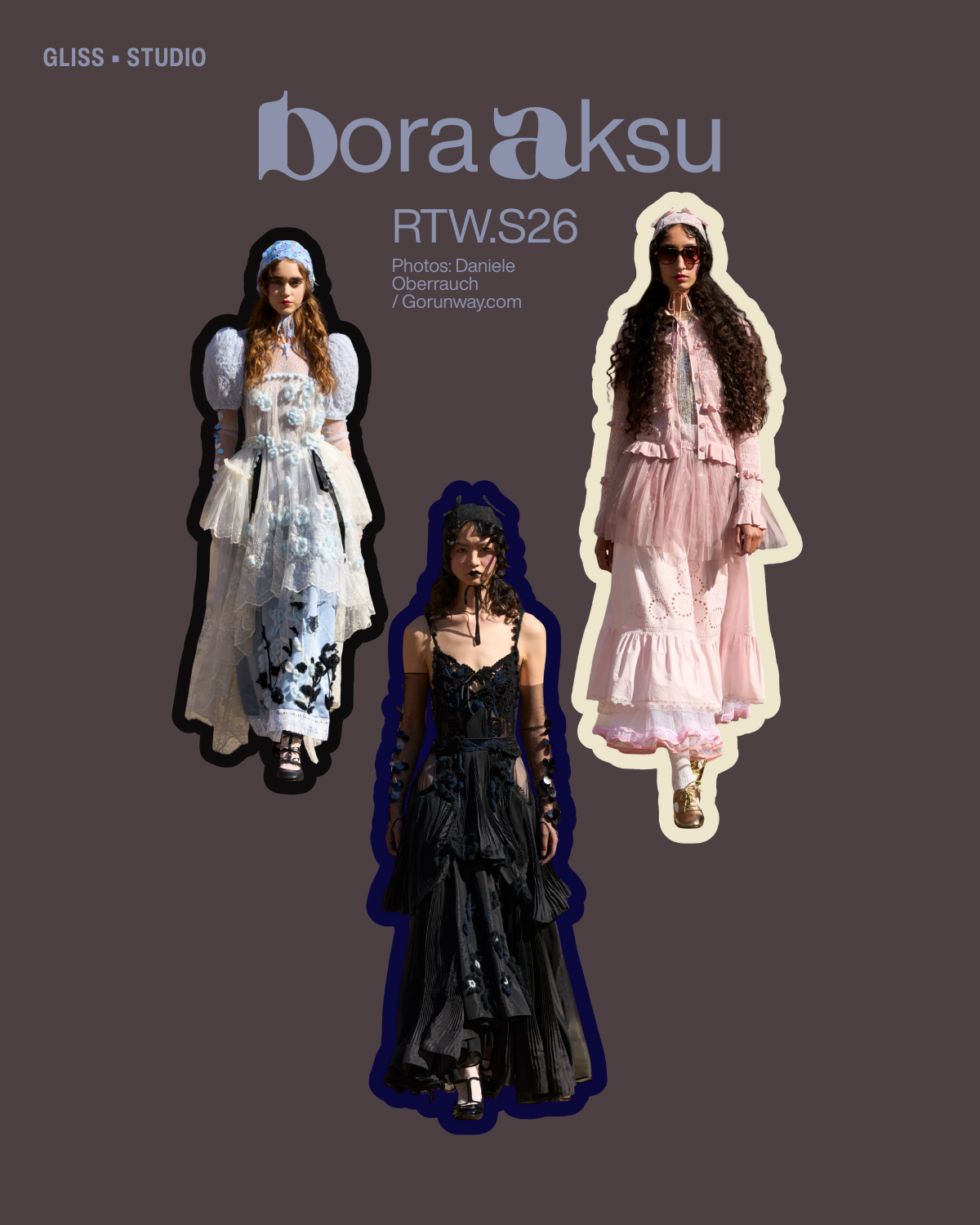 Bora Aksu Spring 2026 runway hero with sequins, lace, and asymmetrical draping from London Fashion Week.