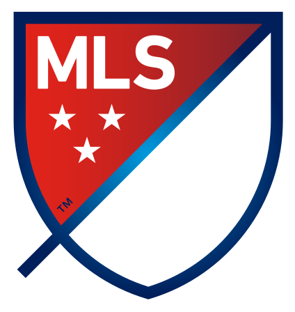 MLS logo with red and white upper section and white lower section separated by a diagonal blue line.