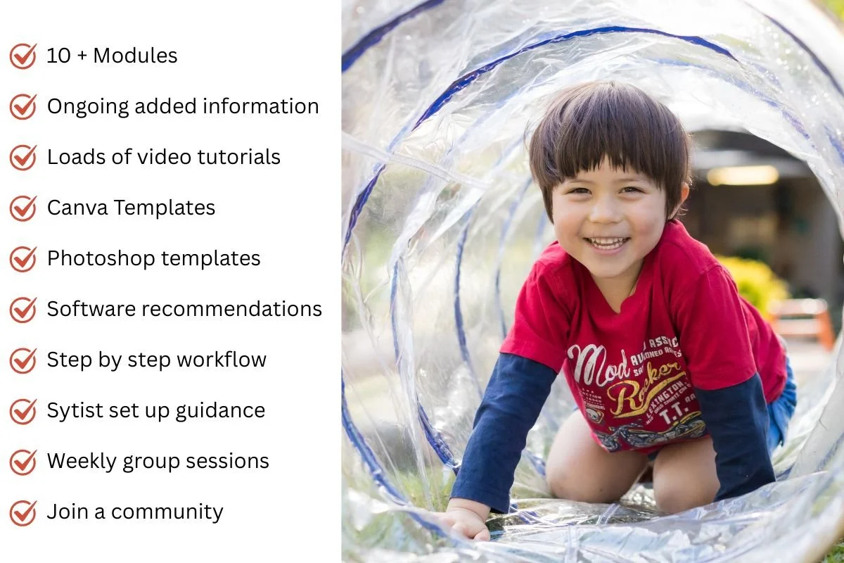 Preschool child crawling through tunnel photo taken by Trina from Red Cherry Kindy Photos