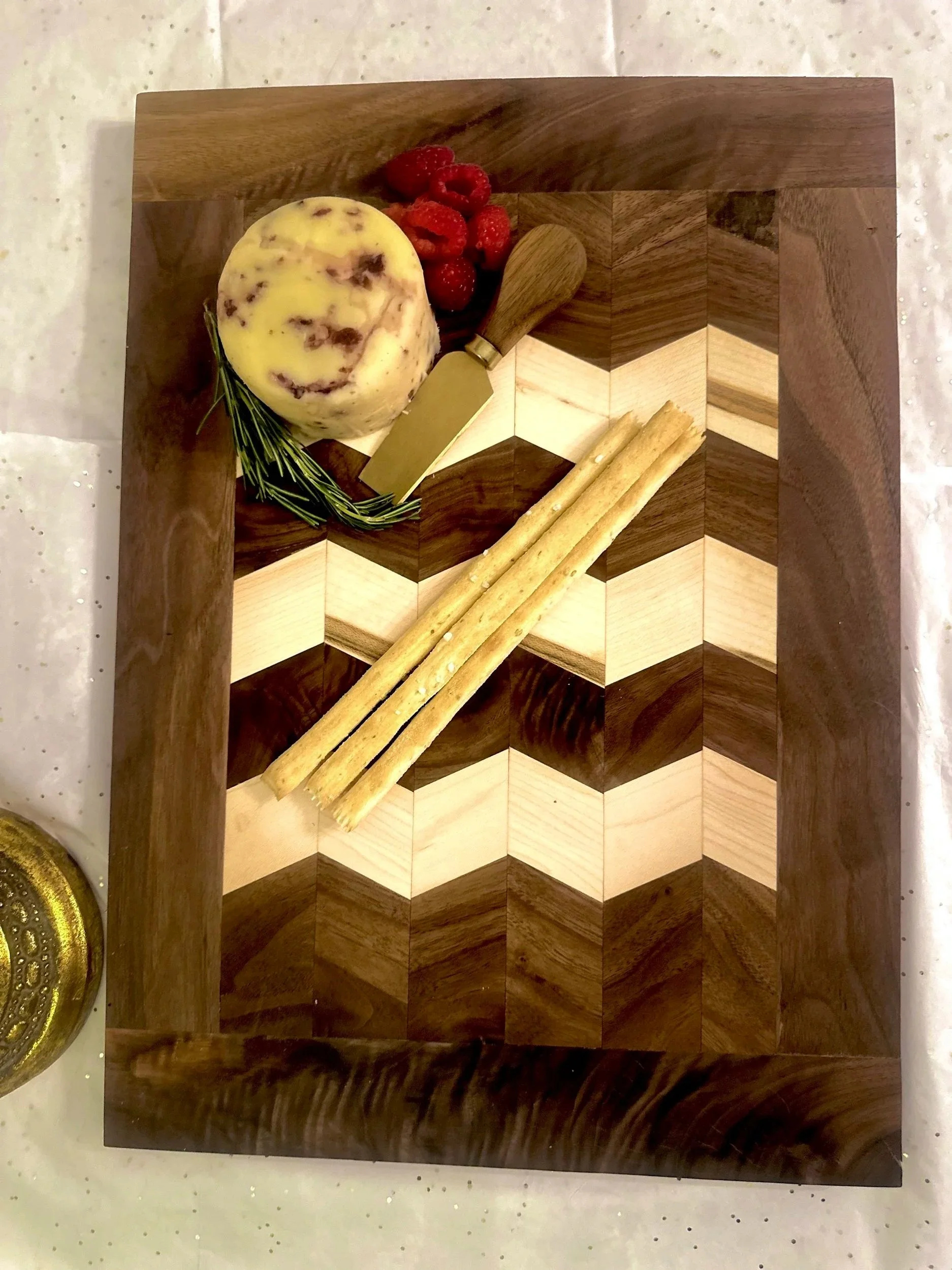 Walnut and Maple Chevon Cutting / Charcuterie Board