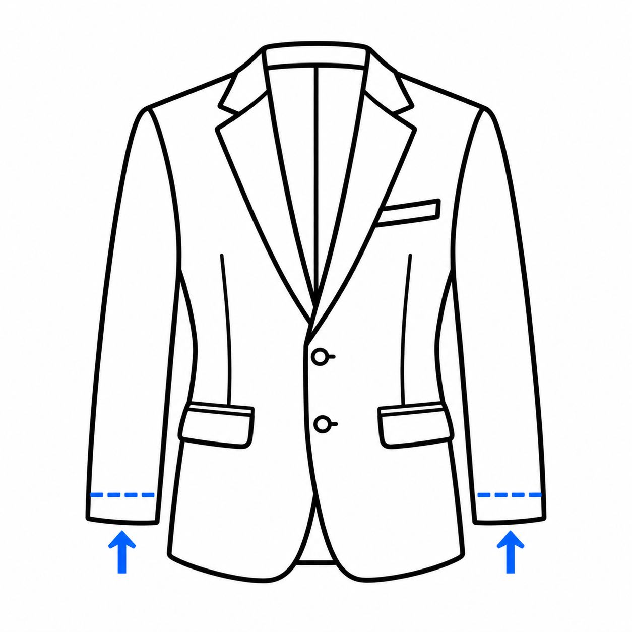 Jacket sleeve shortening diagram