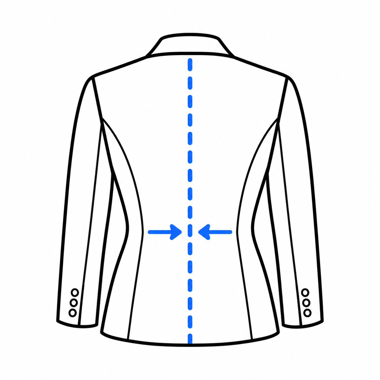 Jacket center back take-in diagram