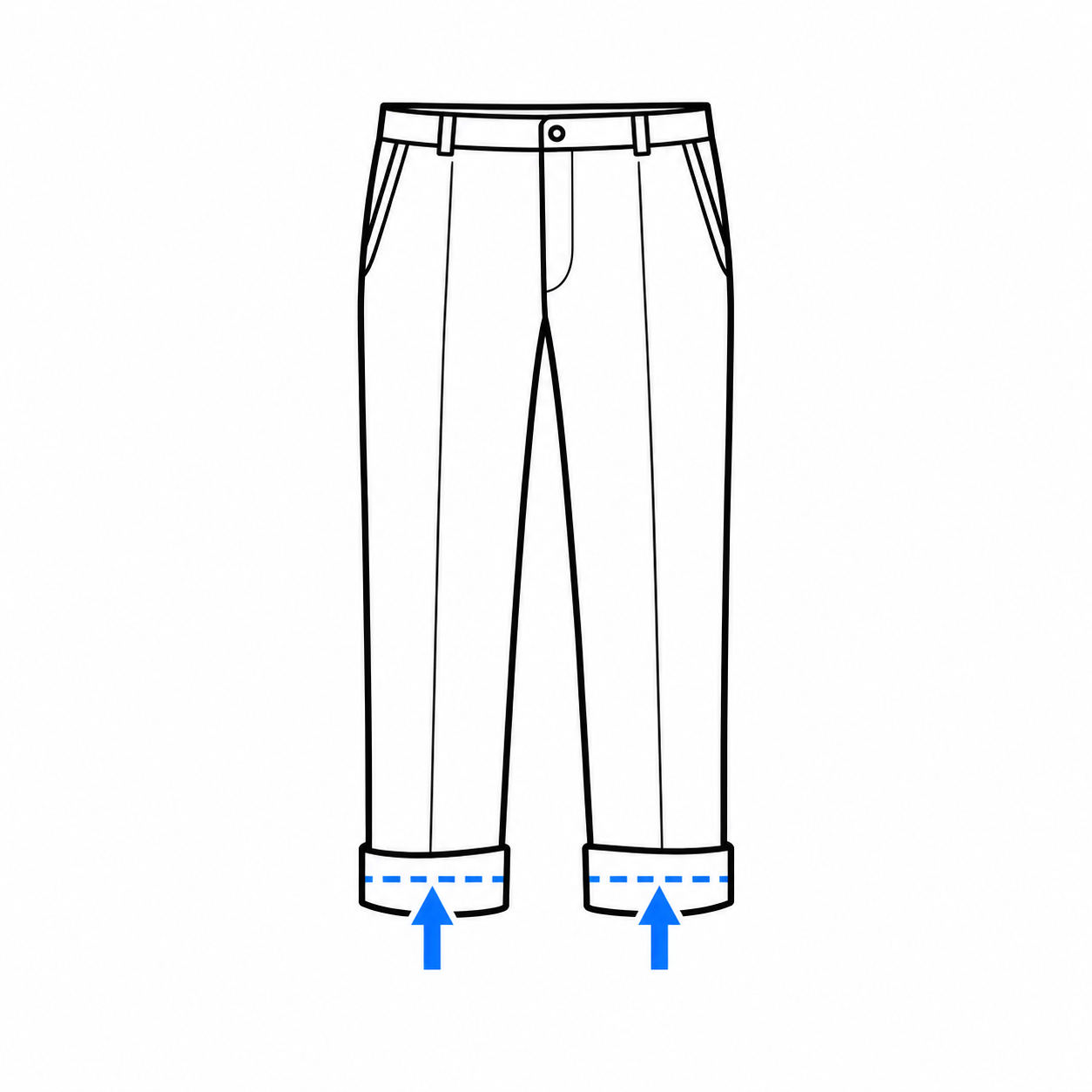Cuffed dress pants hem diagram
