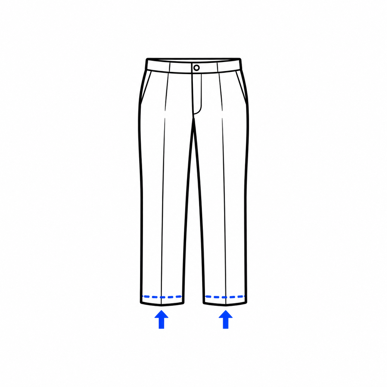 Standard dress pants hem diagram