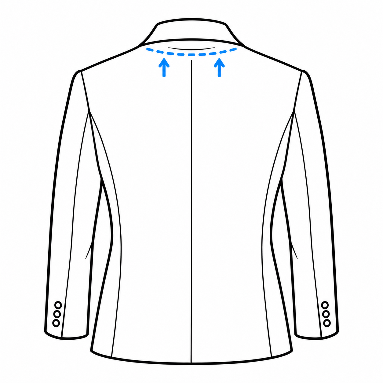 Jacket back collar adjustment diagram