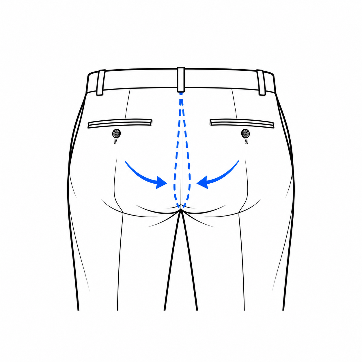 Dress pants seat adjustment diagram